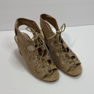 Relativity Tan Cutout Lace-Up Sandals